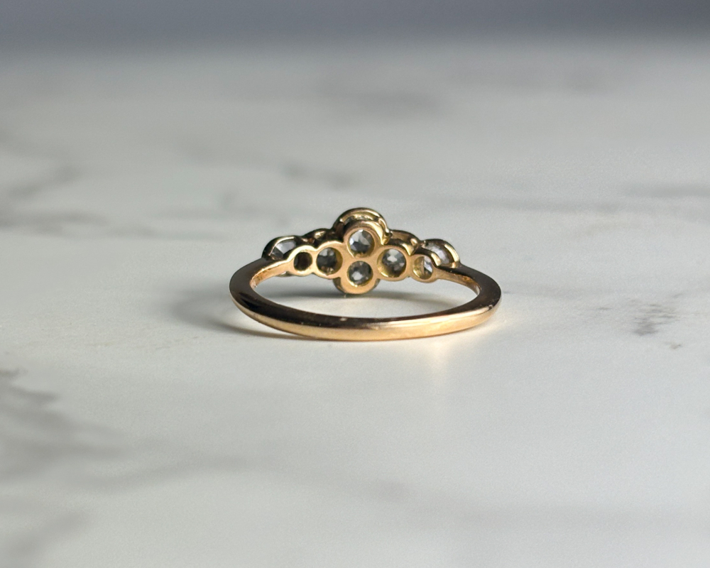 Art Deco six stone diamond ring in 18ct gold and platinum for sale