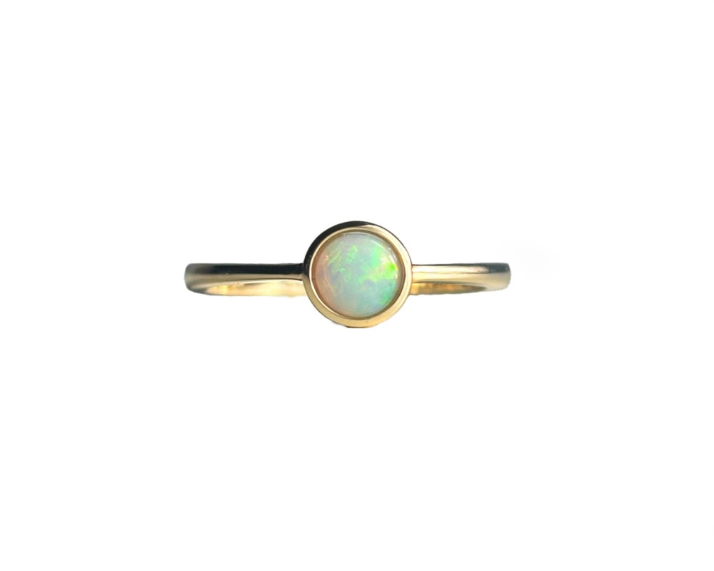 modern 9ct gold bezel set opal ring for sale