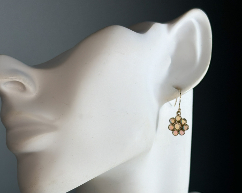 antique opal cluster drop earrings in 9ct gold for sale