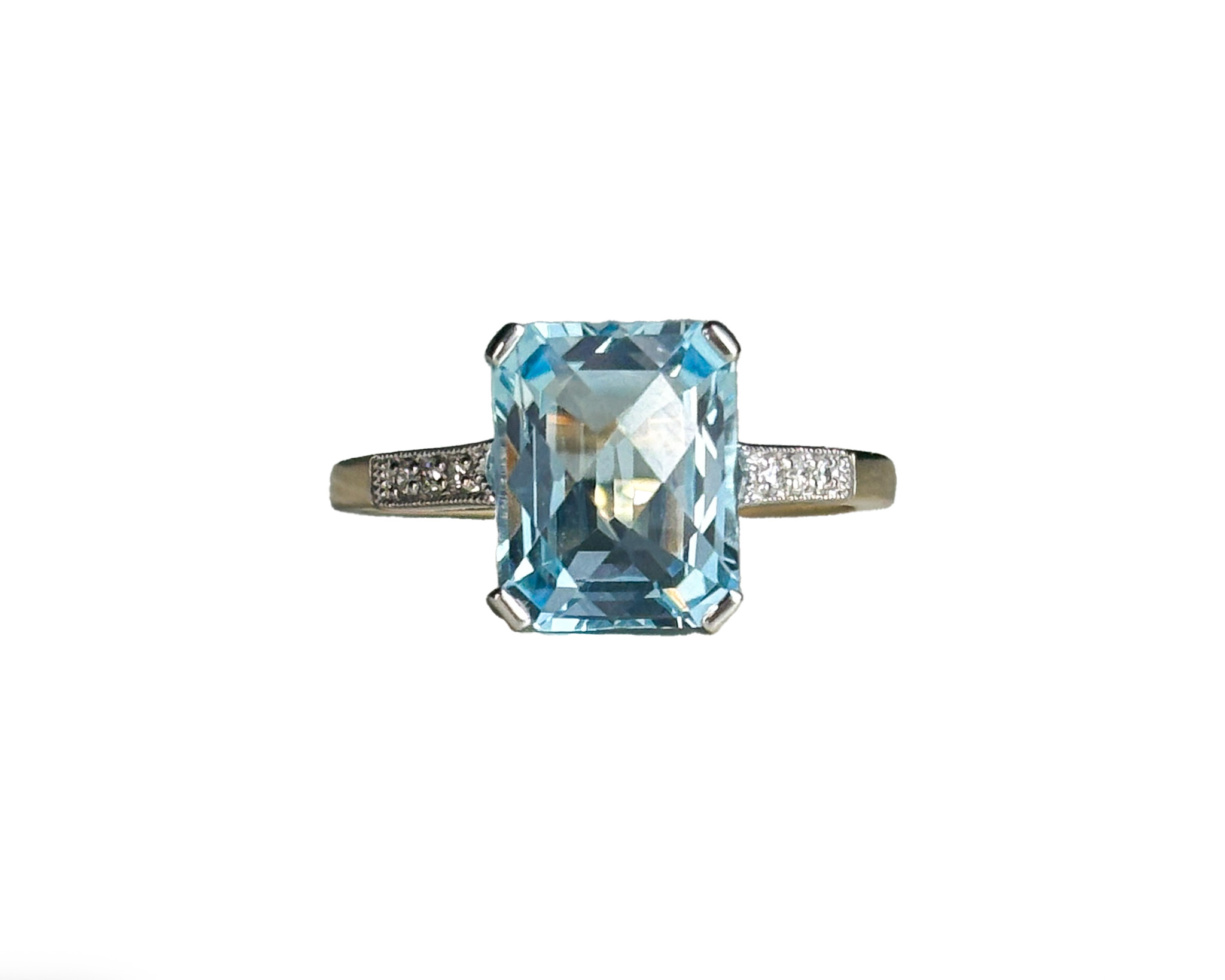 art deco style blue topaz and diamond ring in 9ct gold for sale in Leeds, Yorkshire