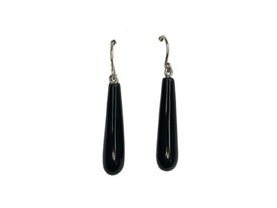 Whitby Jet and silver drop earrings for sale in Leeds