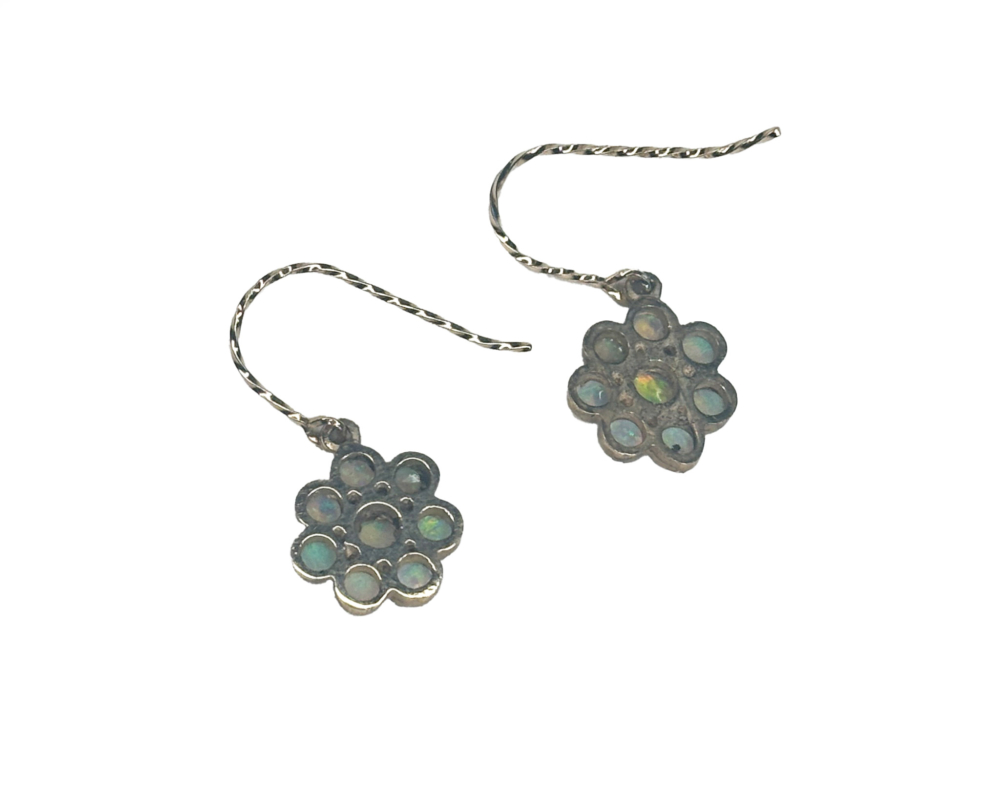 antique opal cluster drop earrings in 9ct gold for sale