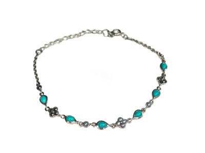 vintage style silver, turquoise, seed pearl and marcasite bracelet
