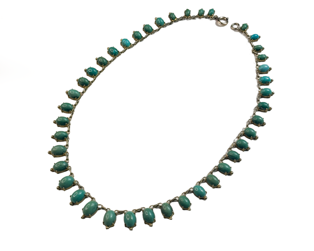 antique silver gilt and turquoise necklace for sale