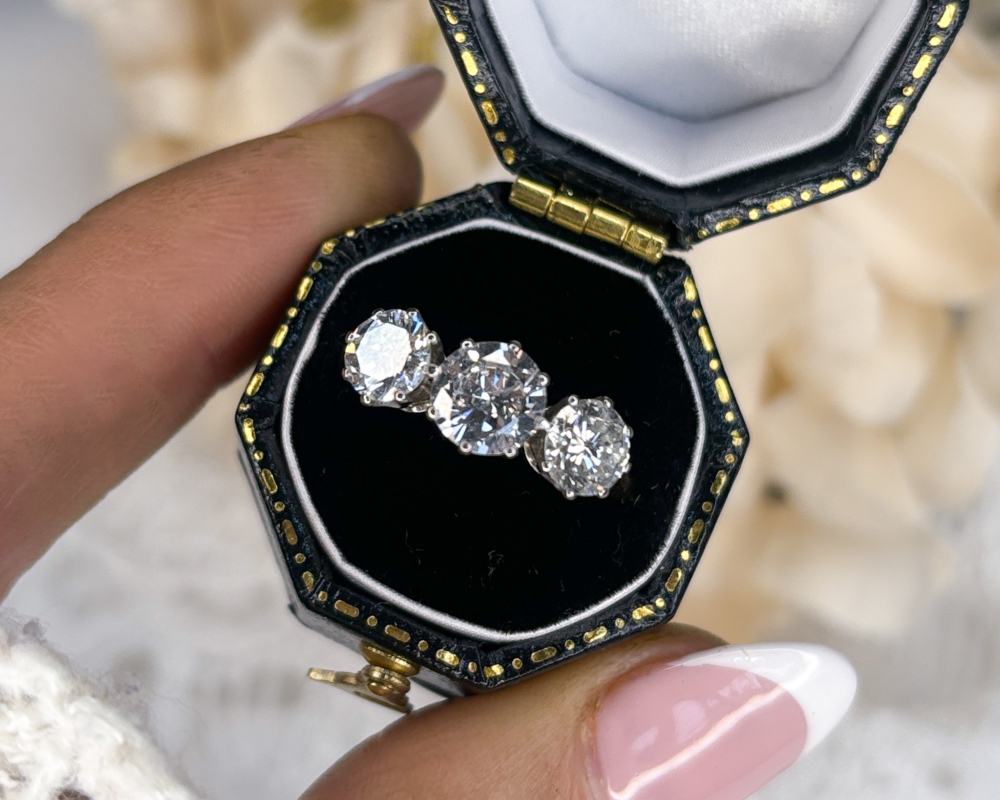 antique 1940s diamond three stone ring 2ct for sale in Leeds