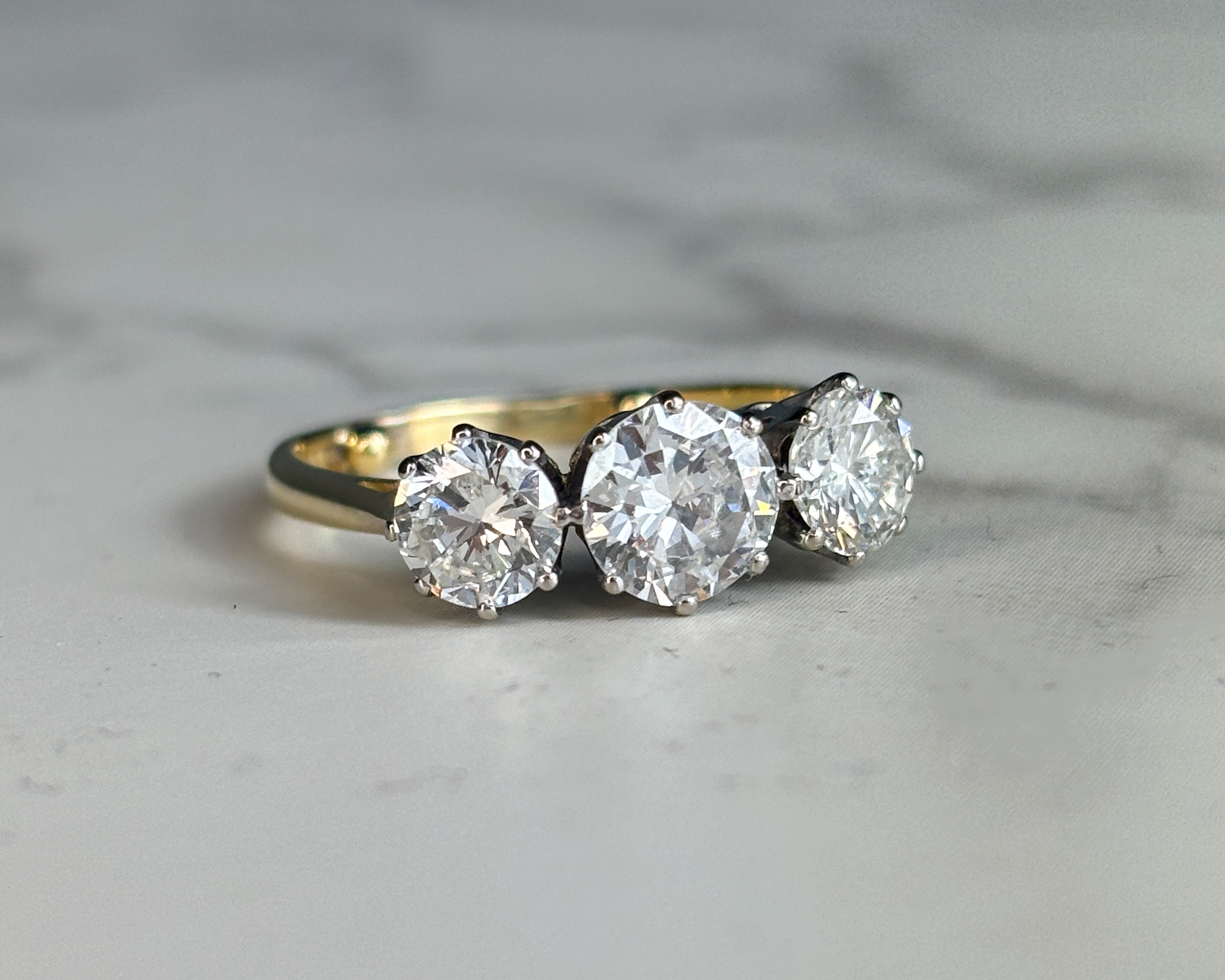 antique 1940s diamond three stone ring 2ct for sale in Leeds