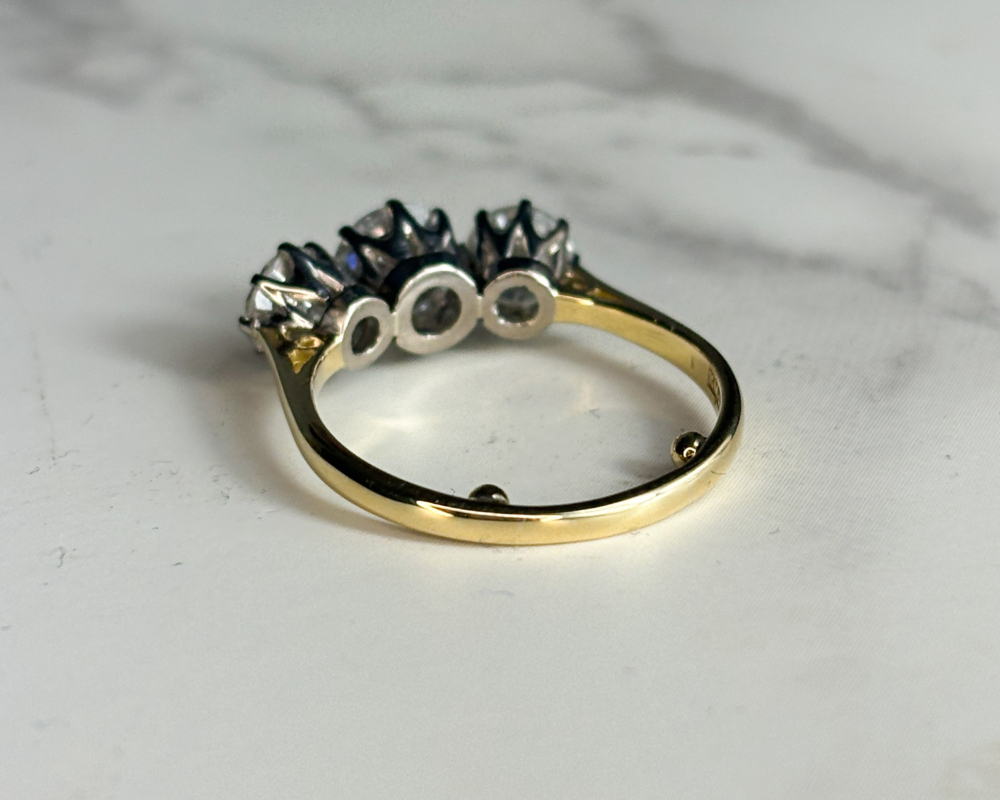 antique 1940s diamond three stone ring 2ct for sale in Leeds