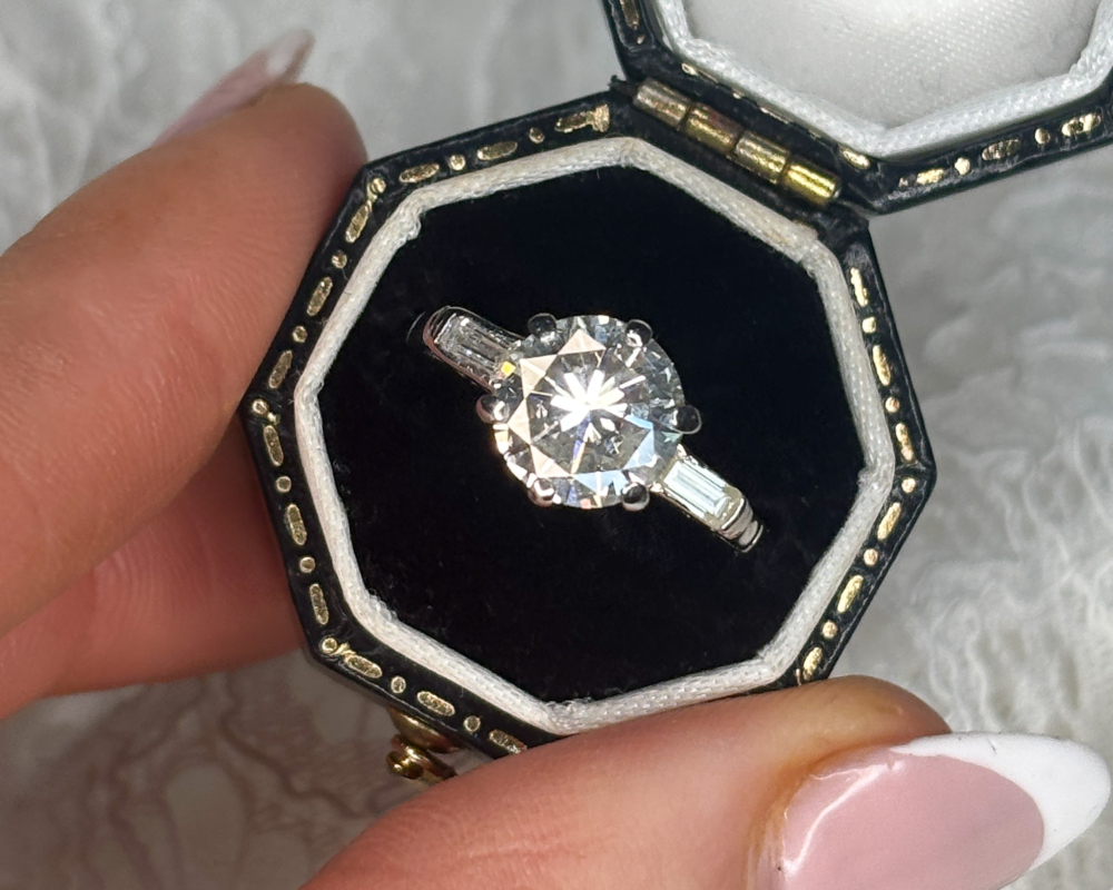 antique Art Deco diamond solitaire ring 2.28ct platinum for sale in Leeds