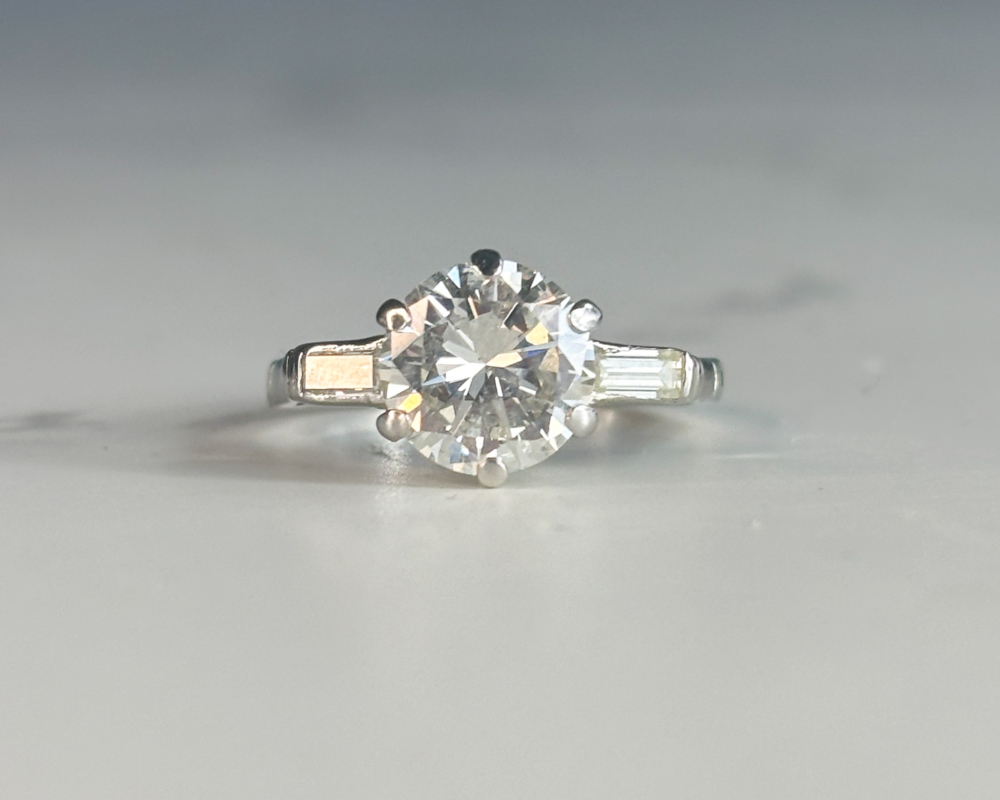 antique Art Deco diamond solitaire ring 2.28ct platinum for sale in Leeds