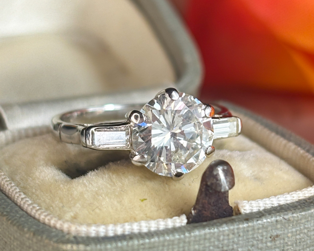 IMG_0361 antique Art Deco diamond solitaire ring 2.28ct platinum for sale in Leeds