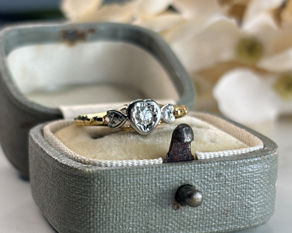 antique 1930s diamond heart ring for sale