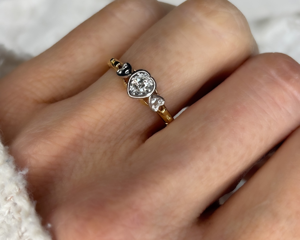 antique 1930s diamond heart ring for sale