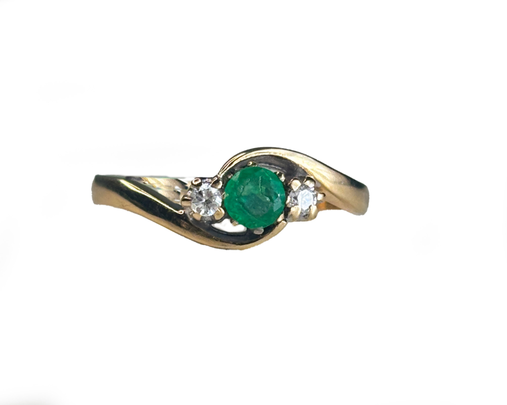 emerald twist ring photoshop vintage emerald and diamond three stone ring for sale