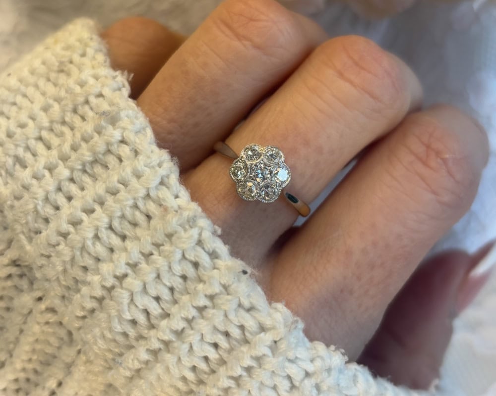 Art deco diamond daisy ring for sale in Leeds, Yorkshire