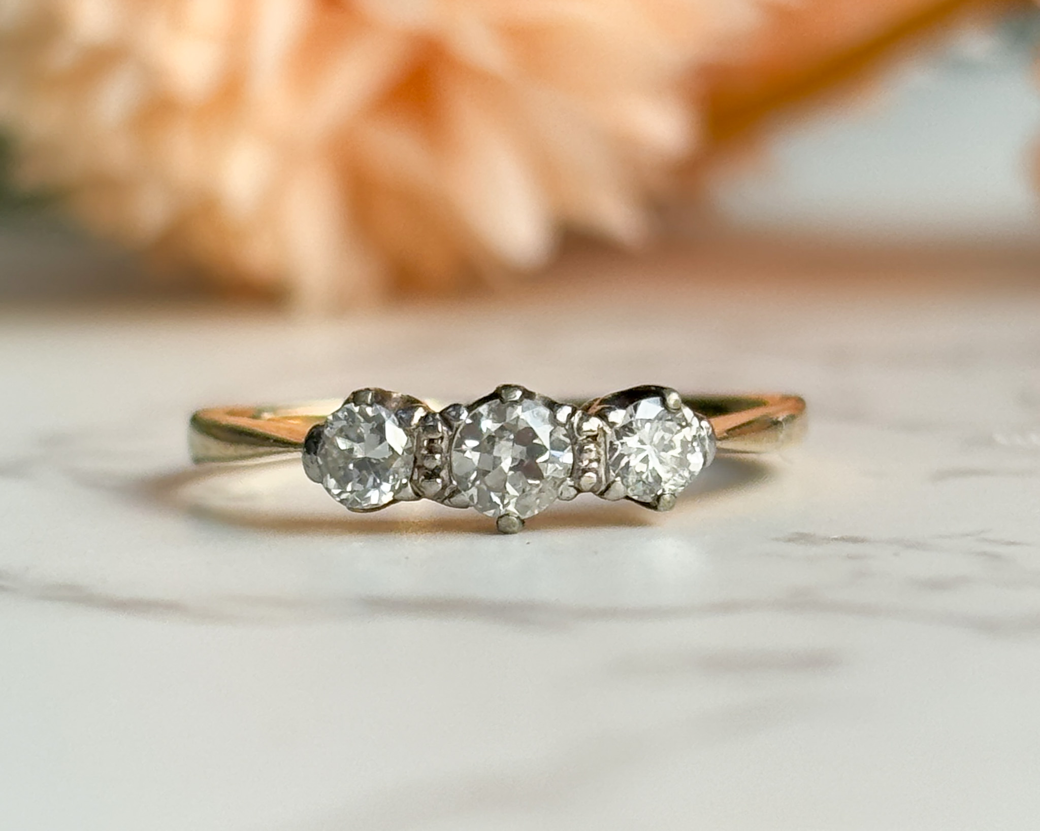 antique 1930s three stone diamond ring for sale