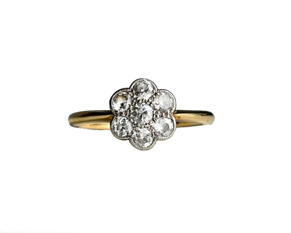 Art deco diamond daisy ring for sale in Leeds, Yorkshire
