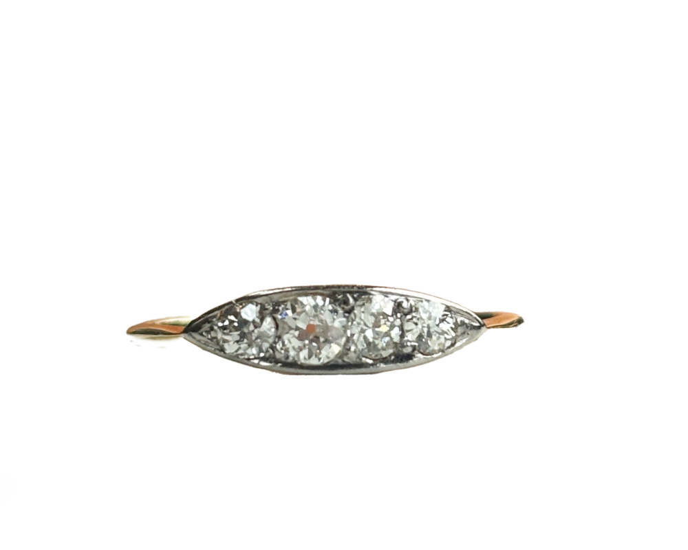 art deco diamond boat shaped ring for sale