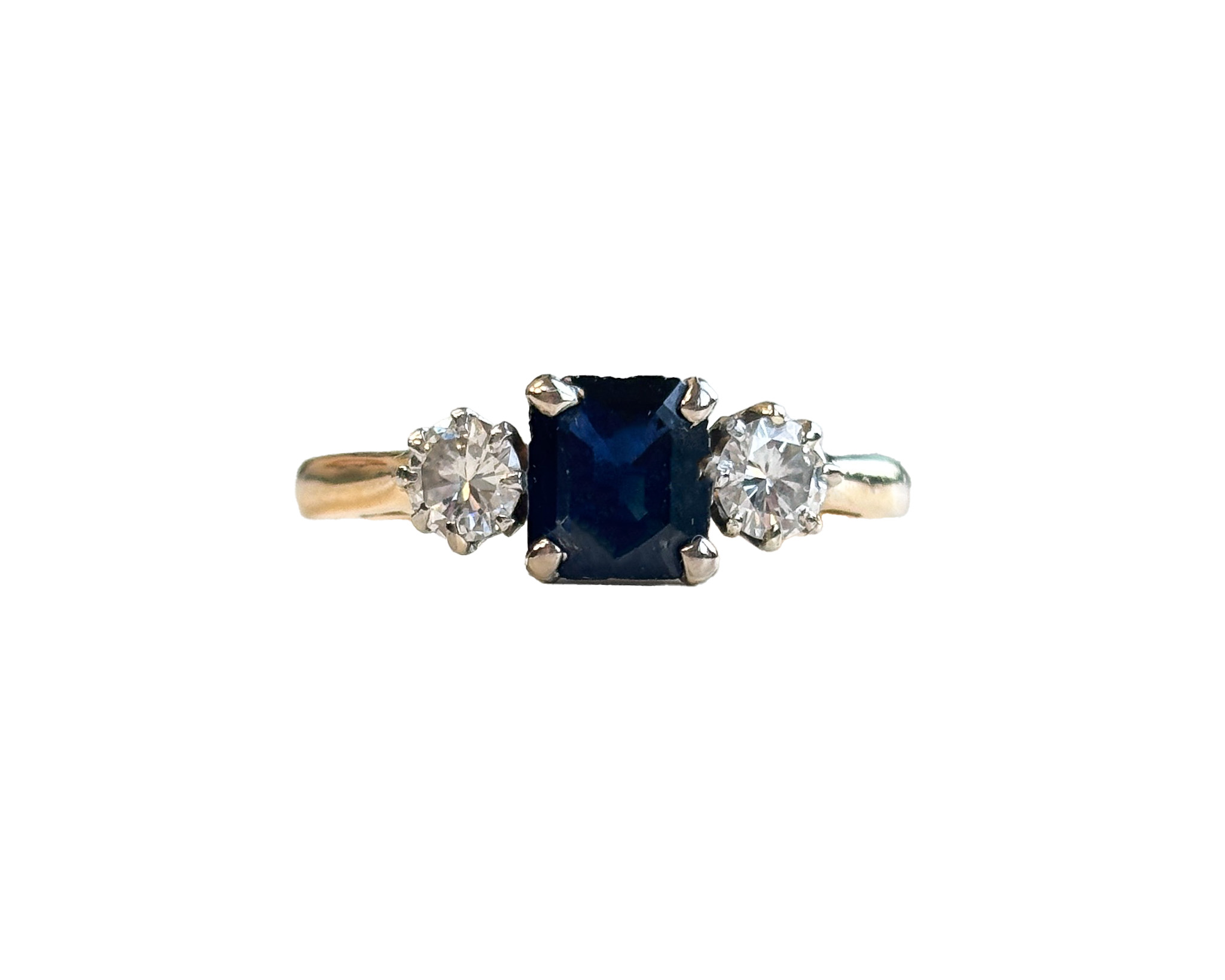 antique sapphire and diamond three stone ring for sale