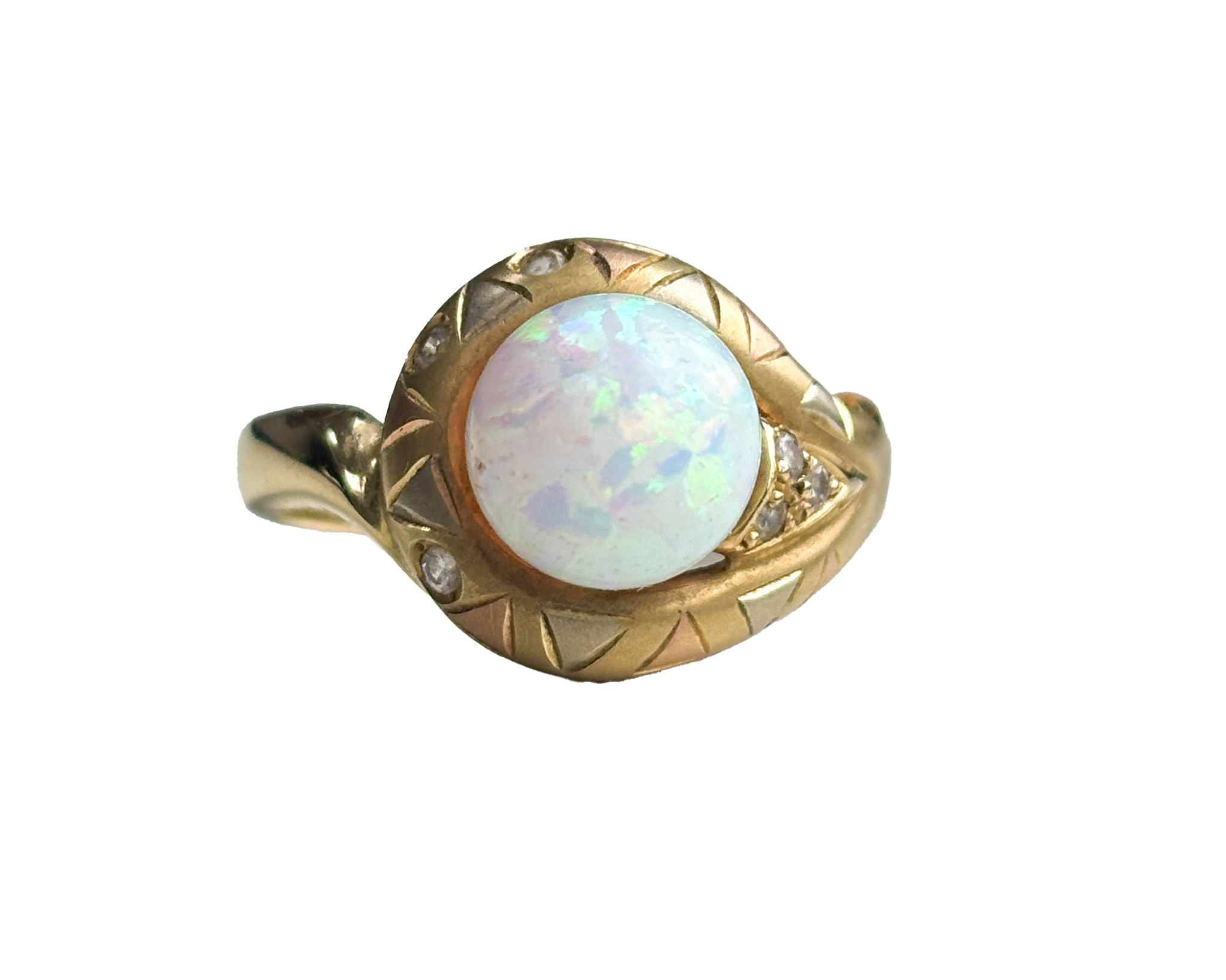 vintage 14ct gold opal snake ring for sale
