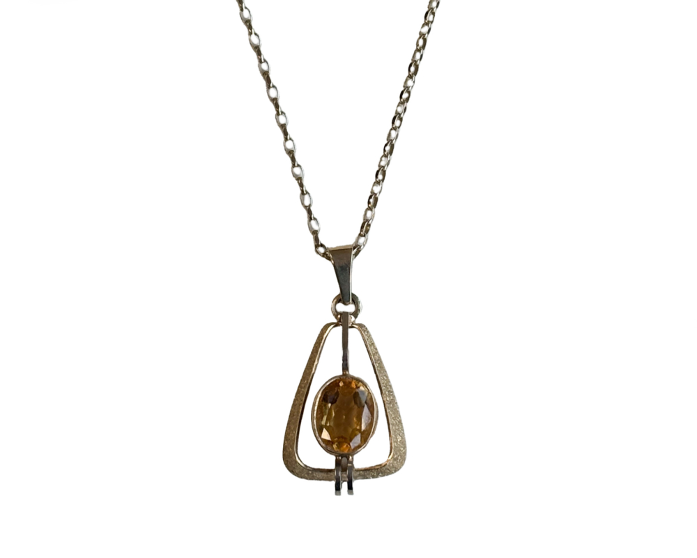 vintage 9ct gold and citrine necklace for sale