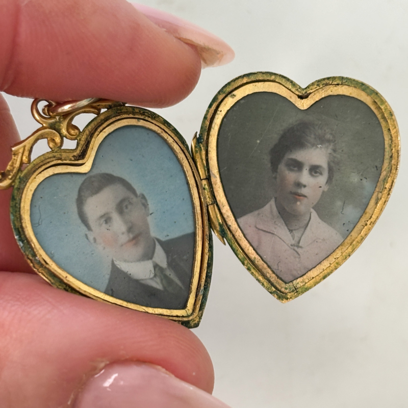 antique Edwardian heart locket with old photos inside in Leeds, Yorkshire