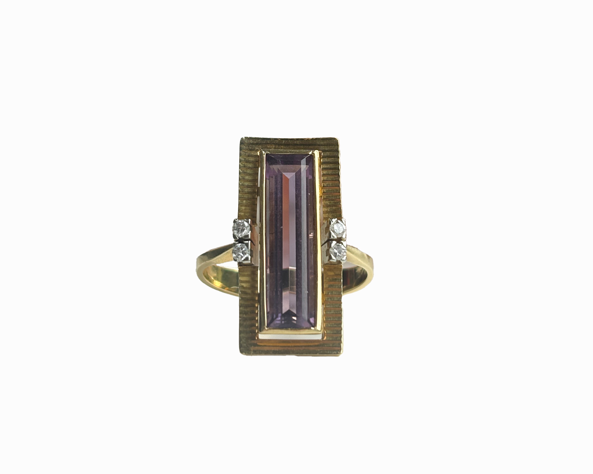 1950s amethyst and diamond statement ring for sale in Leeds, UK