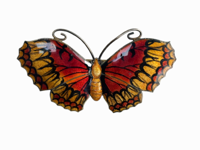 antique silver and enamel silver butterfly brooch dated 1918 for sale Leeds, UK