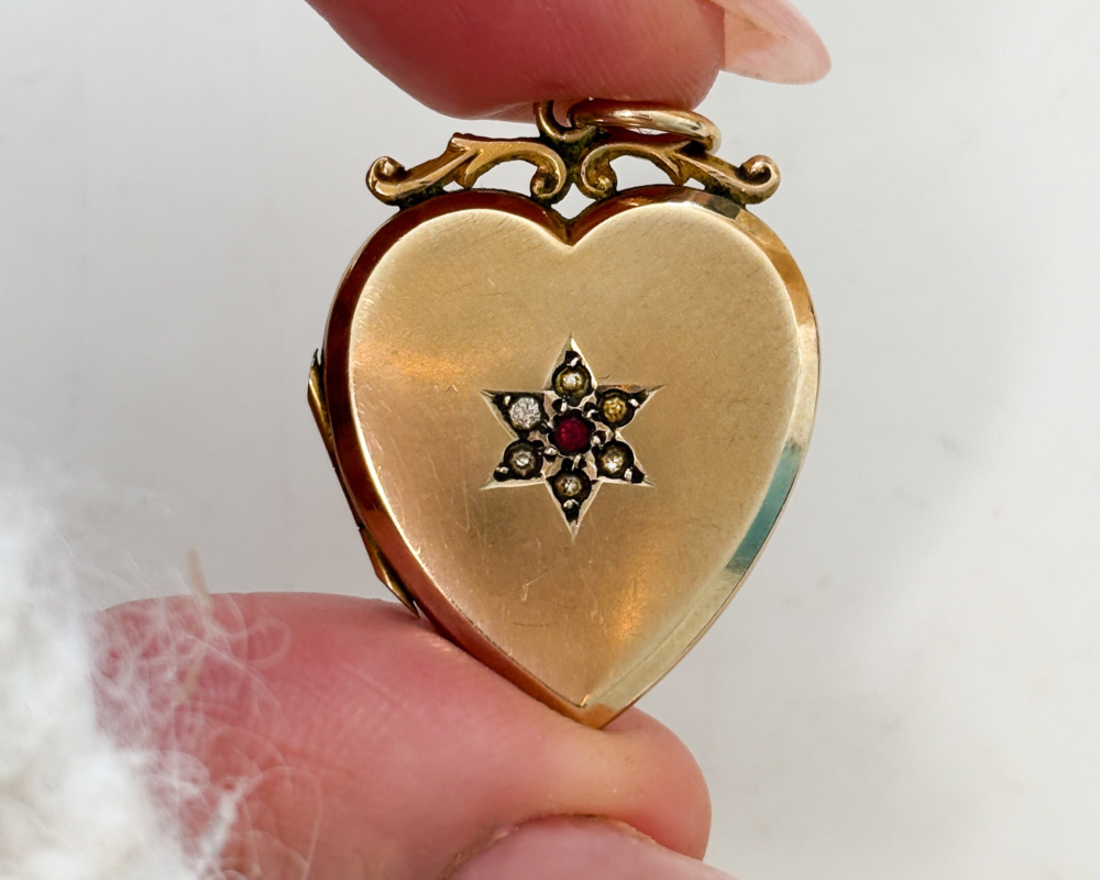 antique Edwardian heart locket with old photos inside in Leeds, Yorkshire