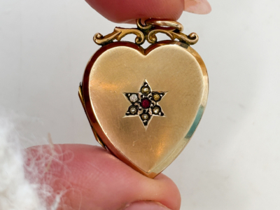 antique Edwardian heart locket with old photos inside in Leeds, Yorkshire