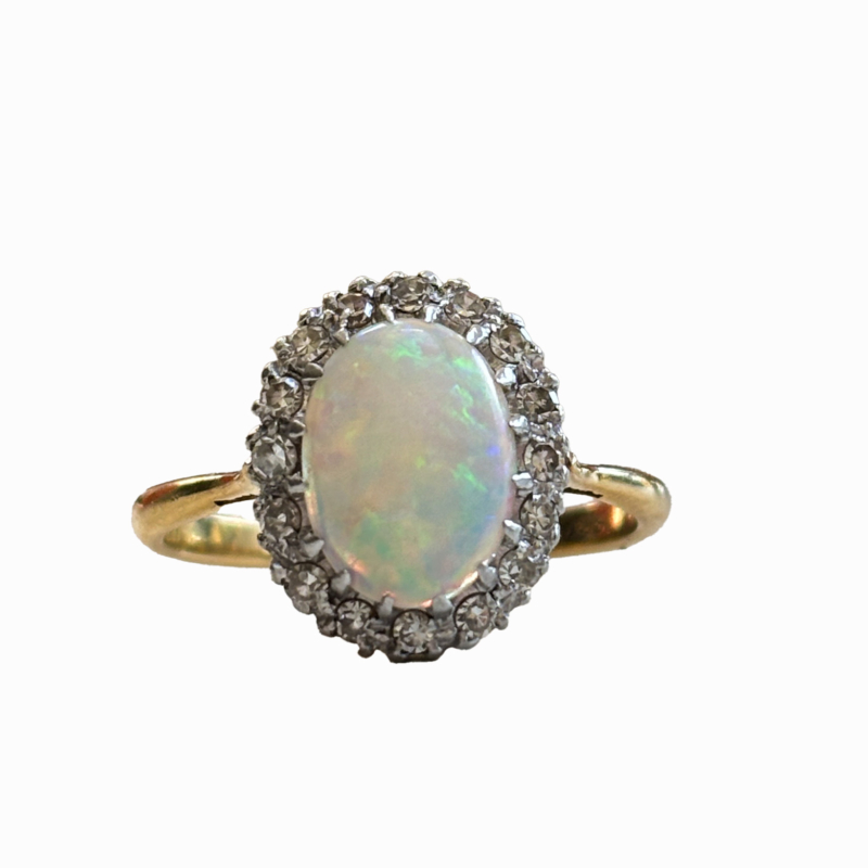 antique 1930s opal and diamond cluster ring for sale in Leeds, UK