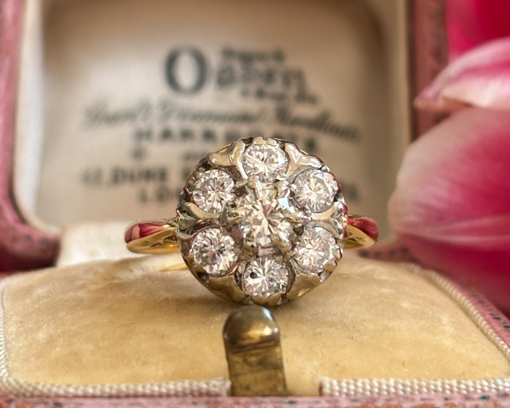 mid century diamond cluster ring for sale