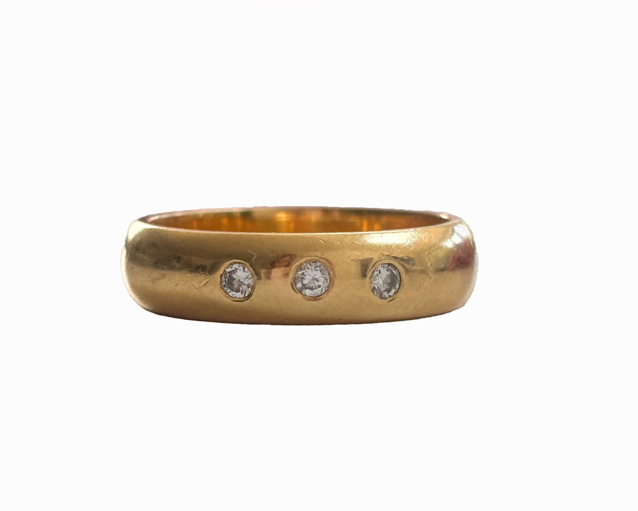 antique Edwardian 22ct yellow gold and diamond wedding ring for sale in Leeds, Yorkshire