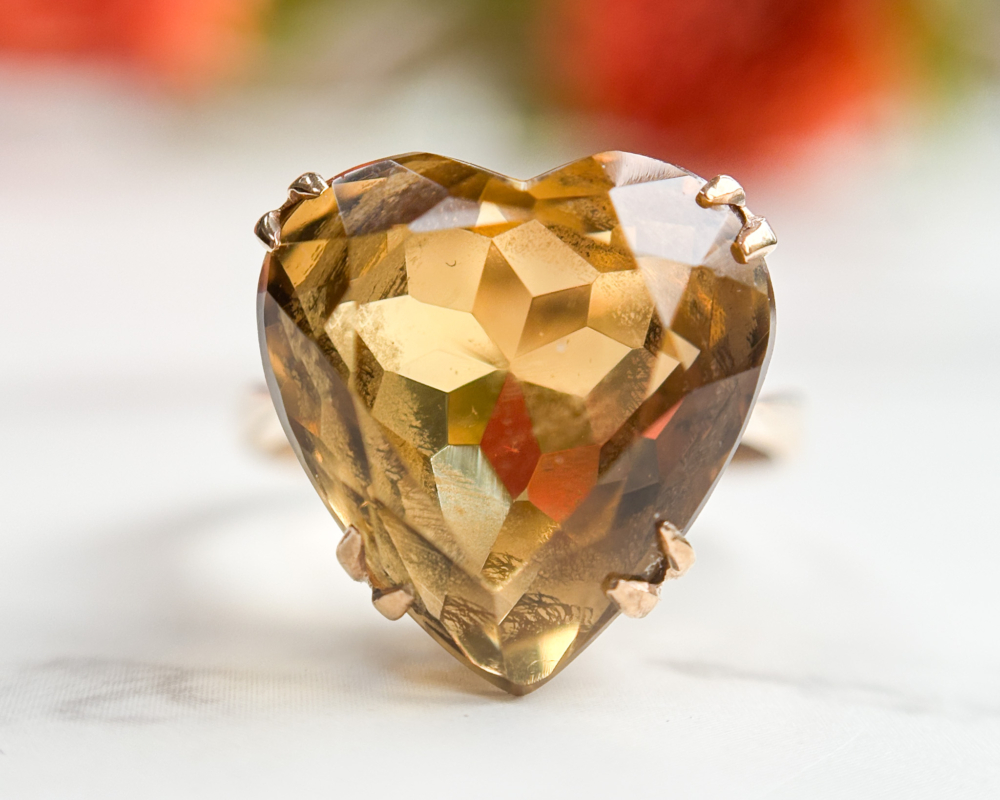 vintage 9ct gold citrine heart shaped ring for sale in Leeds, UK