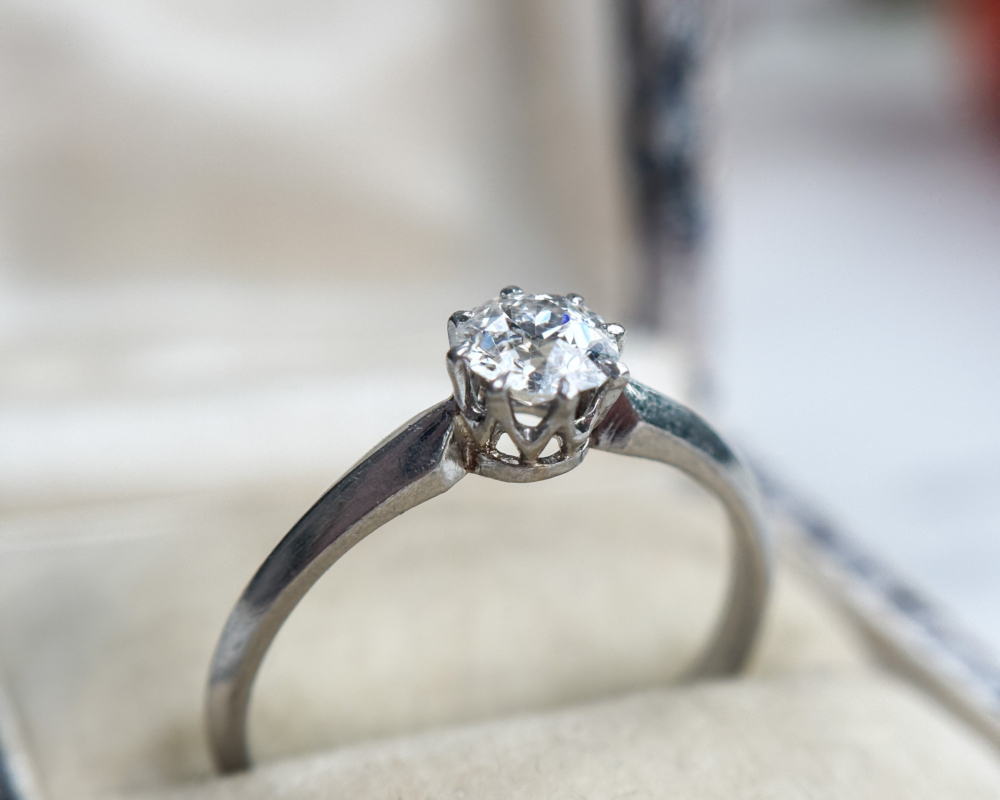 IMG_2071 antique Art Deco 1930s diamond solitaire engagement ring 0.3ct for sale in Leeds, Yorkshire