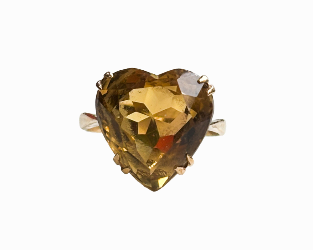 vintage 9ct gold citrine heart shaped ring for sale in Leeds, UK