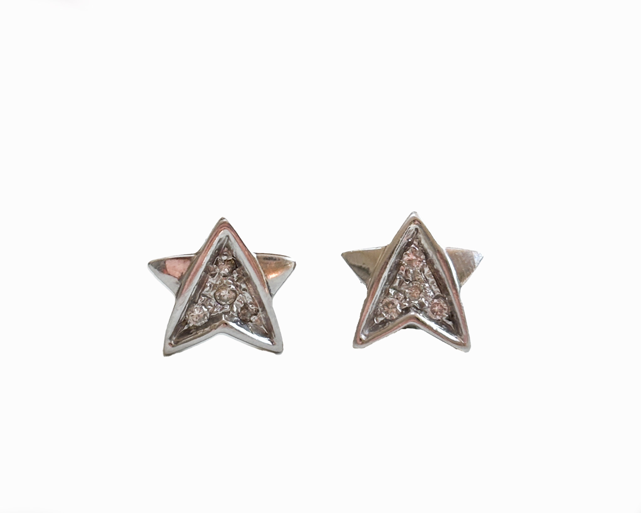 vintage 9ct white gold diamond star stud earrings for pierced ears for sale in Leeds, UK