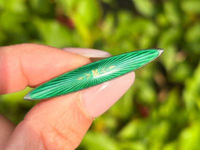 antique Marius Hammer silver and green enamel brooch for sale in Leeds, Yorkshire