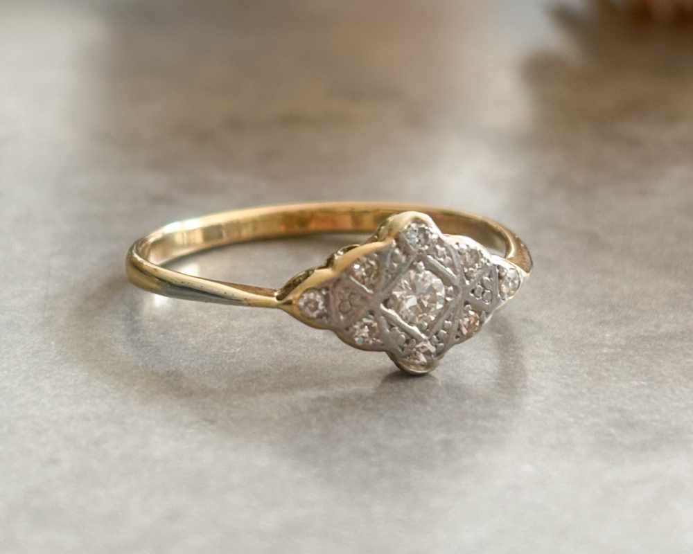Art Deco diamond cluster ring for sale in Leeds, UK