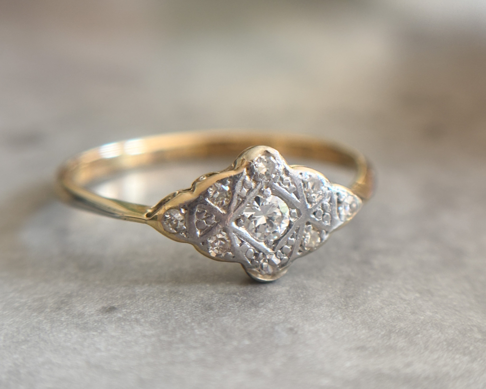 Art Deco diamond cluster ring for sale in Leeds, UK