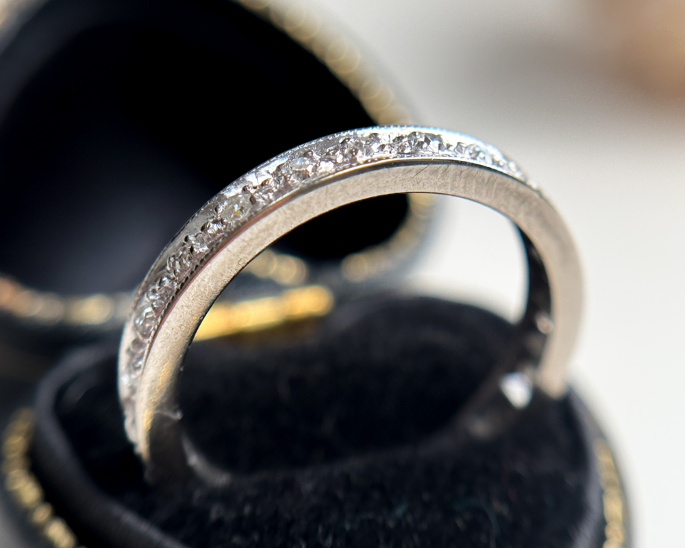 antique Art Deco platinum diamond full eternity ring for sale in Leeds