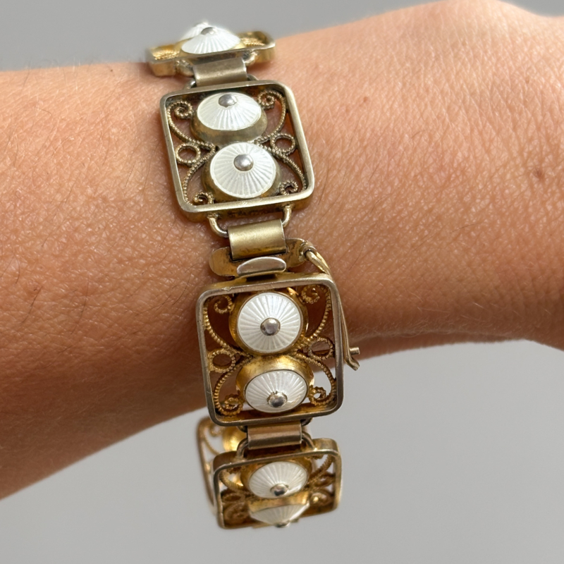 intage Norwegian silver gilt and enamel bracelet for sale in Leeds, Yorkshire