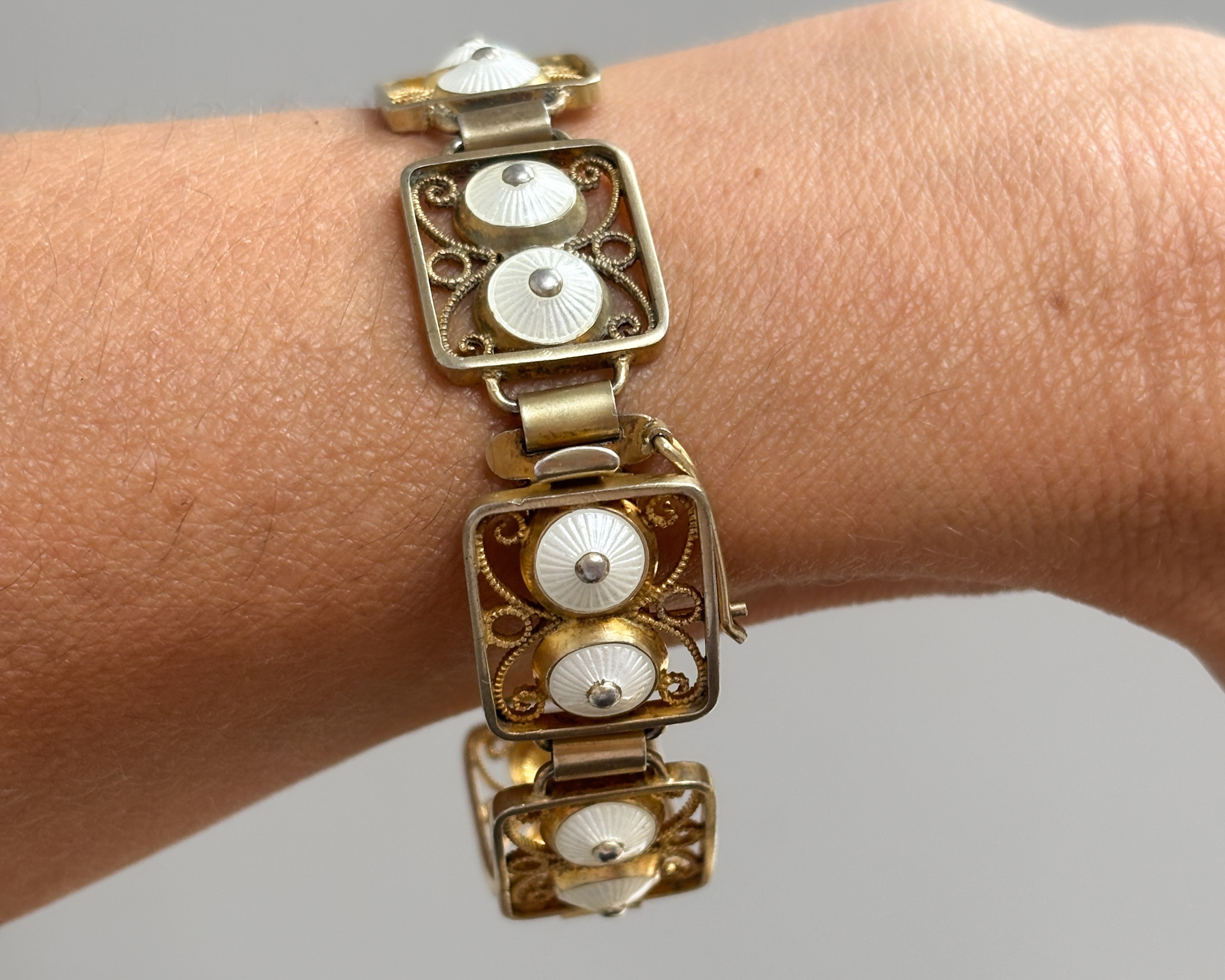 intage Norwegian silver gilt and enamel bracelet for sale in Leeds, Yorkshire