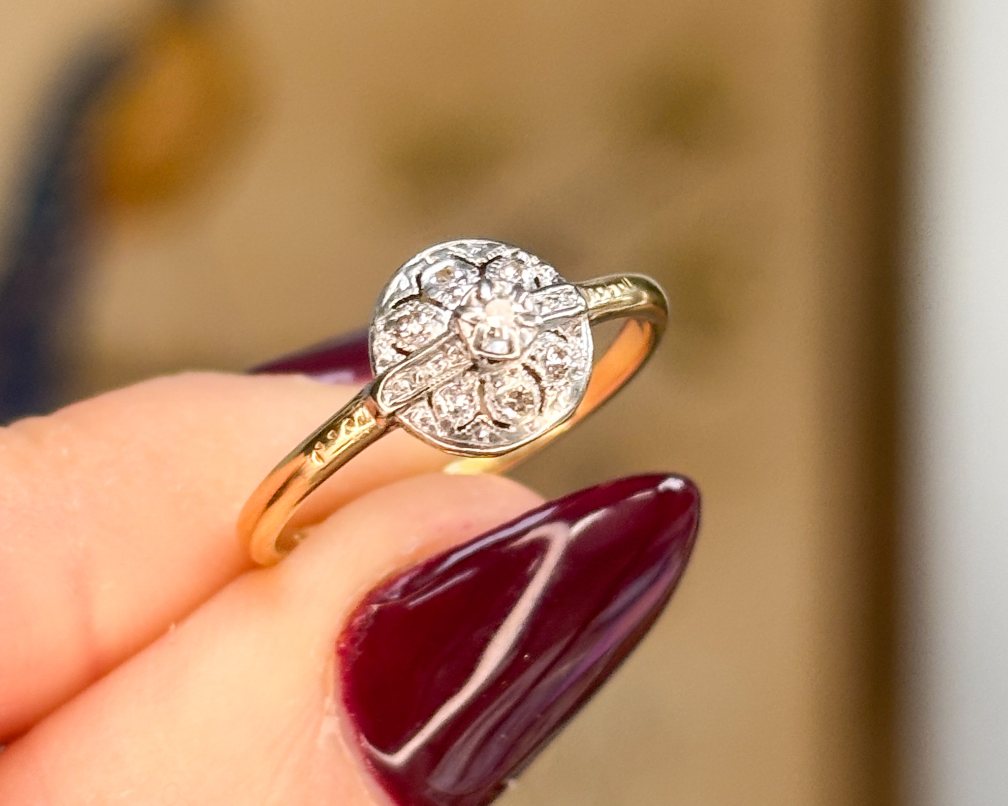 antique art deco diamond cluster ring for sale