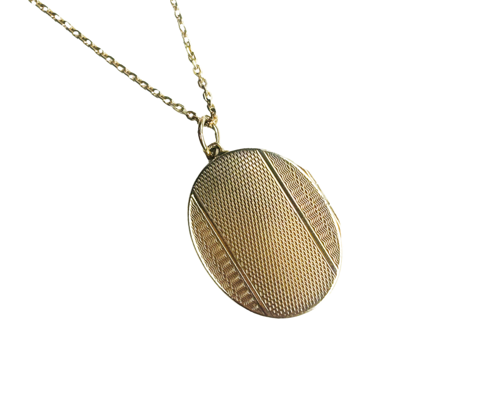 vintage 9ct gold locket, engine turned and dated 1963 for sale in Leeds, UK