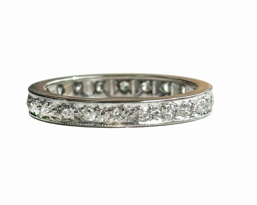 antique Art Deco platinum diamond full eternity ring for sale in Leeds