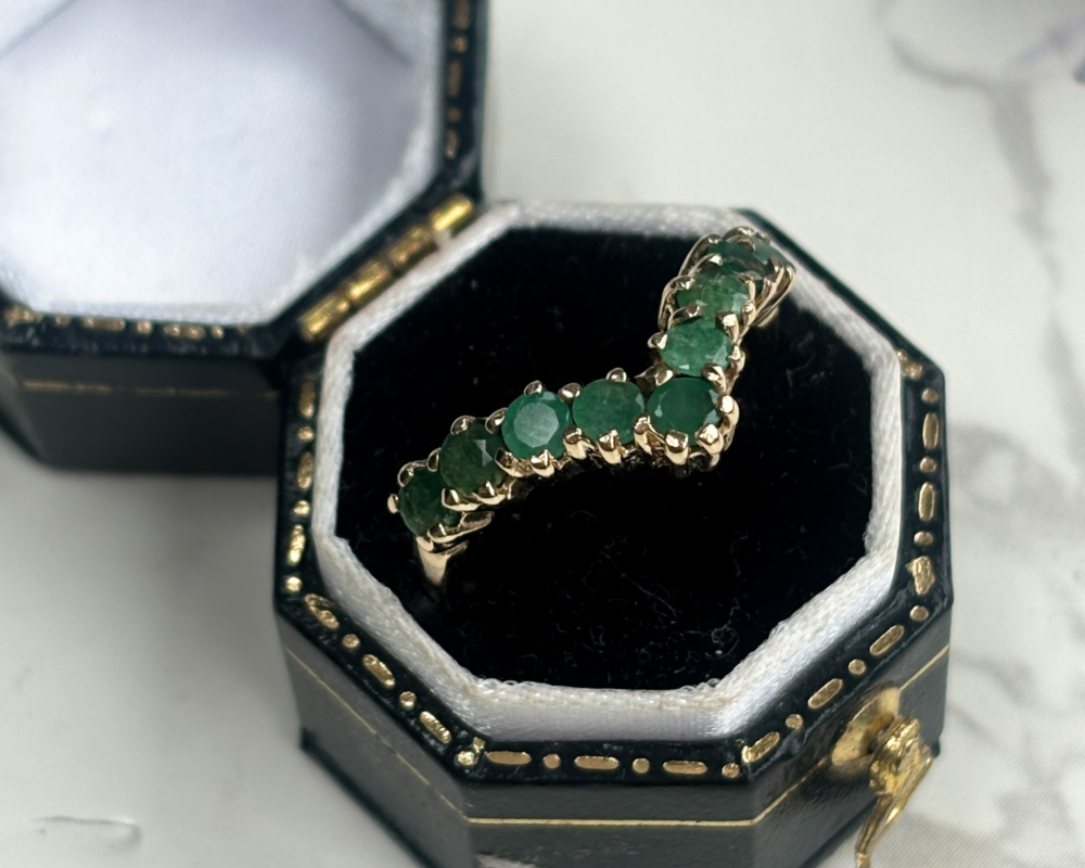 vintage emerald wishbone ring in 9ct gold for sale in leeds