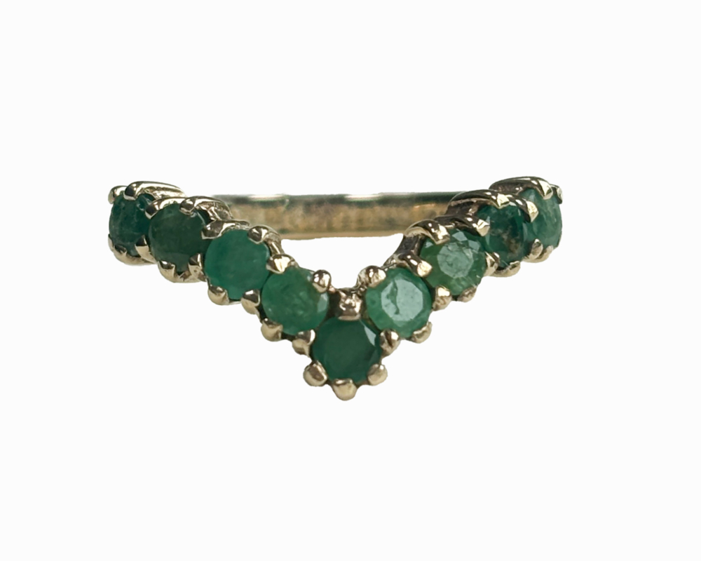 vintage emerald wishbone ring in 9ct gold for sale in leeds