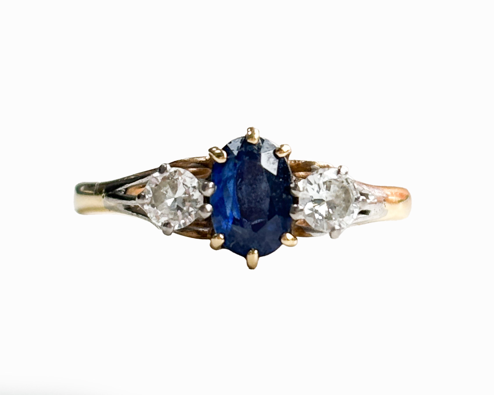 vintage sapphire and diamond three stone ring for sale in Leeds