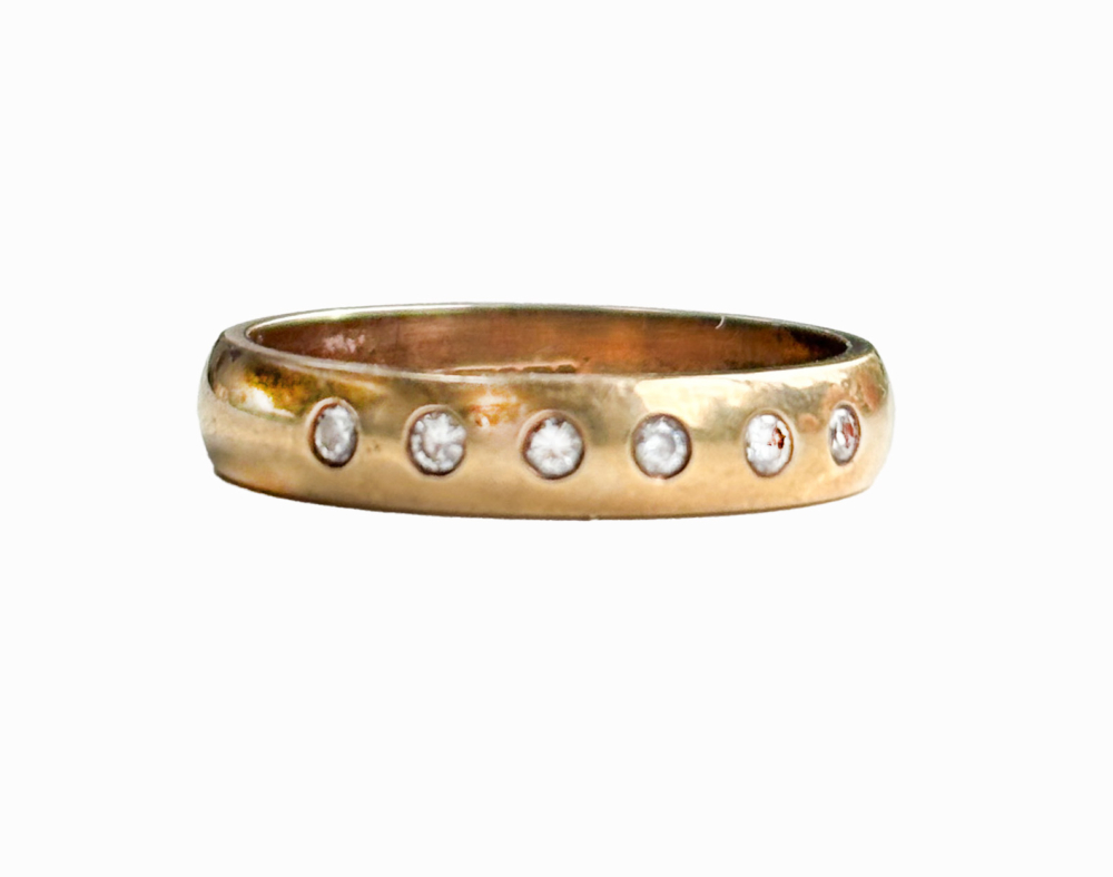 vintage 9ct gold diamond band with flush set diamonds for sale in Leeds