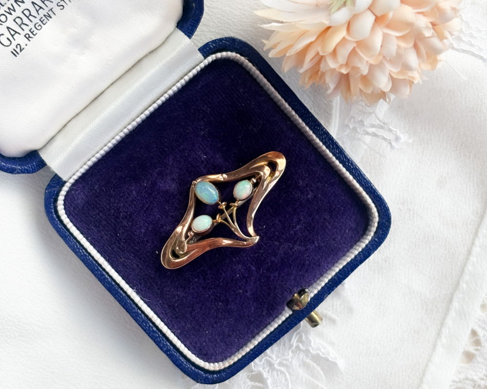 Murrle Bennett & Co 9ct gold and opal brooch for sale in Leeds